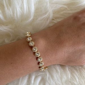 SWAROVSKI Angelic Crystal Tenniss Bracelet Gold Tone Finish Medium 6 3/8 inches